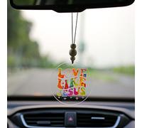 Talataca Christian 2D Flat Car Ornament & Wood Beads, Love Like Jesus, Bible Verse Beaded Rear View Mirror Accessories, Rearview Hanging Charm, Christmas Tree Decor, Religious Gift