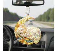 Talataca Maltese 2D Flat Dog Holographic Ornament, Crescent Moon Plastic Decoration, Hanging Charm for Car Rear View Mirror, Christmas Tree Ornament, Home Decor Gift, Gift for Dog Lover