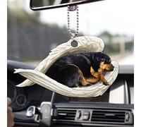 Talataca Rottweiler Metzgerhund Sleeping Angel Wing Dog Rottie Puppy 2D Flat Car Rear View Mirror Accessories Christmas Tree Ornament Decoration Hanging Charm Interior Rearview Pendant Decor Gift