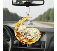 Talataca West Highland Terrier Westie 2D Flat Dog Holographic Ornament, Crescent Moon Plastic Decoration, Hanging Charm for Car Rear View Mirror, Christmas Tree Ornament, Home Decor, Dog Lover Gift