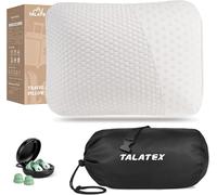 Talatex Natural Latex Travel & Camping Pillow for Adults, Compact Foldable Small Pillow, Instant Neck Support for Backpack Hiking RV, with Washable Cover, 100% Talalay Latex