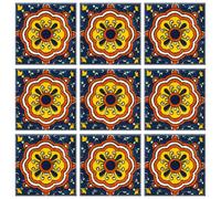 Talavera Tile Hand Painted 2"X2" Traditional Mexican Talavera 25 Psz Set Colorful Designs Original Ceramic Glazed Mosaic Tile for Home Projects Wall Decorative Pieces (ESMIRNA)