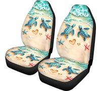 Talayituse Beach Turtle Starfish Heart Print Car Seat Covers Full Set Universal Fit Washable Car Front Seat Protector Saddle Blanket Auto Interior Decoration Accessories, Set of 2