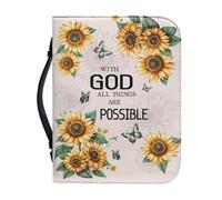 Talayituse Bible Cover for Women and Men - PU Leather Case, Bag, Tote, Book Carrying Case - Christian Accessories, L, Leather