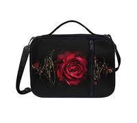 Talayituse Bible Cover for Women Men Portable Book Cover Large Capacity Bible Carrying Case with Handle/Shoulder Strap, Red Rose, One Size