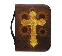 Talayituse Bible Covers for Women Men PU Leather Bible Case Bible Bag Tote Book Carrying Case Christian Bible Accessories, Cross Sunflower - God is Within Her, L