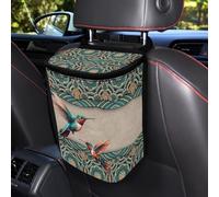 Talayituse Boho Mandala Hummingbird Print Car Trash Can, Portable Auto Garbage Bin Multifunctional Vehicle Interior Accessories with Adjustable Straps Universal Fit Truck SUV Sedan