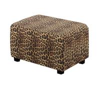 Talayituse Brown Leopard Print Stretch Velvet Ottoman Slipcover Rectangle Folding Storage Stool Ottoman Cover Breathable Footstool Covers Slipcover Chair Covers for Living Room, Large