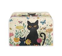 Talayituse Cat Butterfly Flower Print 4 Slice Toaster Dust Covers Kitchen Small Appliance Cover, Stain Resistant Dust Protection Bread Machine Cover with Top Handle, M