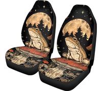 Talayituse Frog Mushroom Print Car Seat Covers Front Set Car Seats with Elastic Band, Moon Forest Design Universal Fit Automotive Seat Covers, Washable Car Seat Cover for SUV, Sedan, Van