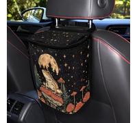 Talayituse Frog Mushroom Print Car Trash Can, Moon Star Design Portable Auto Garbage Bin Multifunctional Vehicle Interior Accessories with Adjustable Straps Universal Fit Truck SUV Sedan