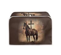 Talayituse Horse Cross Print 2 Slice Toaster Cover Kitchen Small Appliance Dust Cover Bread Toaster Oven Cloth Cover Organizer Bag Dust & Fingerprint Protection, S