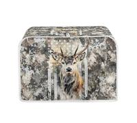 Talayituse Hunting Camo Elk American Flag Print 2 Slice Toaster Covers Dust Protection Bread Maker Covers Toaster Oven Cloth Cover Kitchen Accessories Washable Appliance Cover, S