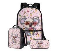 Talayituse Koala Ice Cream Print Backpacks Set 17 Inch School Bag College Backpack with Insulated Lunch Box and Pencil Case Travel Daypack Large Bookbags for Teens Girls, Set of 3
