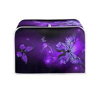Talayituse Purple Butterfly Print Toaster Cover 2 Slice Wide Slot, Lightweight Toaster Cover Dust Protection Washable Appliance Bag Bread Maker Cover