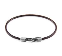 Anchor & Crew Mocha Brown Talbot Silver and Round Leather Bracelet - S - 19cm - No Gift Wrapping