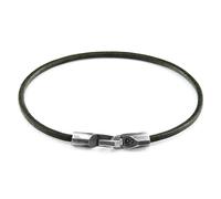 Anchor & Crew Racing Green Talbot Silver and Round Leather Bracelet - M - 21cm (Most Popular) - No Gift Wrapping
