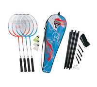 Talbot Torro 4-Fighter Premium Badminton Set, Complete Set, 4 Aluminum Rackets, Light and Handy, 3 Shuttlecocks, Complete Net Set, in a Bag, 449416