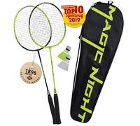 Talbot-Torro Badminton Set Magic Night, 2 Rackets and 2 Shuttles with LED, to Play at Night, in a Valuable Bag, 449405, Black/neon yellow
