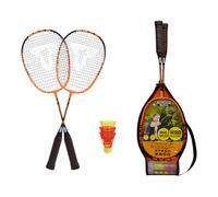 Talbot-Torro Speed 2200 Speed Badminton Set, 2 Lightweight Rackets, 2 Wind Resistant Shuttlecocks, in a 3/4 Bag, Also for Kids, Black/Orange, 490112