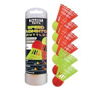 Talbot-Torro Speedbadminton Shuttlecocks, 6 Pieces - 4 Runners and 2 Starters, with Aerodynamically Optimized Plumage, in a Resealable Rotating Box, 490182