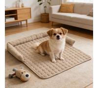 TALCON Calming Dog Bed Sofa Pad Pet Couch Protector, Washable Dogs Cat Sofa Mat with Non-Slip Bottom, Foldable Soft Dog Relief Sleep Cushion Puppy Kitten Bed (Coffee,75x75cm)