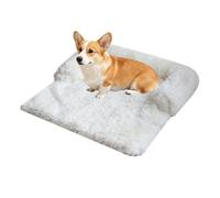TALCON Calming Dog Bed Sofa Protector, Fluffy Pet Couch Bed Mat with Non-Slip Backing, Warm Dog Cushion, Washable Furniture Protector for Large Medium Dogs & Cats (White,102x90x20cm)