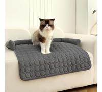 TALCON Calming Dog Bed, Soft Pet Sofa Protector with Non-slip Bottom Side Raise, Washable Dog Cat Bed Blanket Sofa Mat Puppy Mattress Relief Sleep for Car Floor (Dark Grey,75x75cm)