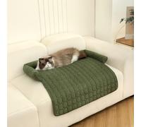 TALCON Calming Dog Bed, Soft Pet Sofa Protector with Non-slip Bottom Side Raise, Washable Dog Cat Bed Blanket Sofa Mat Puppy Mattress Relief Sleep for Car Floor (Green,75x75cm)