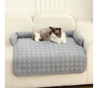 TALCON Calming Dog Bed, Soft Pet Sofa Protector with Non-slip Bottom Side Raise, Washable Dog Cat Bed Blanket Sofa Mat Puppy Mattress Relief Sleep for Car Floor (Light Grey,75x75cm)