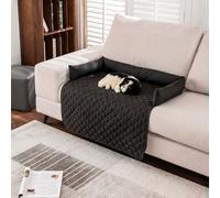 TALCON Dog Bed Sofa Protector, Waterproof Pet Sofa Cover Calming Cat Couch Mat with Non-Slip Bottom, Foldable Pets Bed Cushion Furniture Protector for Medium Dog Cat (Black,90x120cm)