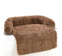 TALCON Dog Sofa Bed, Calming Dogs Cat Sofa Protector with Anti-Slip Bottom, Soft Plush Washable Large Medium Puppy Couch Cover Furniture Mat Reducing Pet Anxiety (Brown,80x70x13cm)