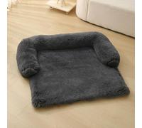 TALCON Dog Sofa Bed, Calming Dogs Cat Sofa Protector with Anti-Slip Bottom, Soft Plush Washable Large Medium Puppy Couch Cover Furniture Mat Reducing Pet Anxiety (Dark Grey,M-100x85x18cm)