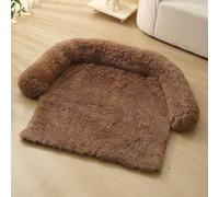 TALCON Dog Sofa Bed Pet Couch Cover, Orthopedic Soft Plush Calming Dogs Mat with Non-Slip Base, Relief Improved Sleep Dogs Bed Cover for Large, Medium, Small Pets (Khaki,L-115x95x20cm)