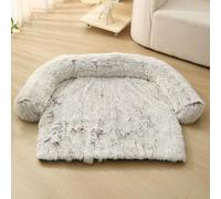 TALCON Dog Sofa Bed Pet Couch Cover, Orthopedic Soft Plush Calming Dogs Mat with Non-Slip Base, Relief Improved Sleep Dogs Bed Cover for Large, Medium, Small Pets (Light Coffee,M-100x85x18cm)