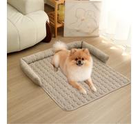 TALCON Dog Sofa Bed Protector, Calming Soft Medium Dog Bed Mat, Washable Pet Couch Pad Cover with Non-slip Bottom, Foldable Cat Sofa Sleep Cushion for Bedroom Car (Coffee,75x75cm)