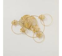 TaLcuS Metal Wall Decor 3D Ginkgo Leaf Metal Wall Decor,Hanging Vintage Gold Metal Leaf Wall Decor for Entryway,Luxury Gifts for Living Room Bedroom Kitchen Decoration(A9)