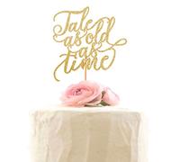 Tale As Old As Time Wedding Cake Topper - Beauty and Beast Cake Toppers ( Gold Glitter )