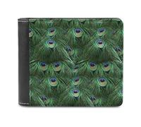 Tale of The Peacock Tail Men's Bifold Wallet Slim Cash Card Holder Leather Purse