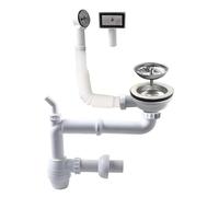 Talea Kitchen Sink Waste Kit, Single Bowl, Rear Outlet, 114mm Strainer, Overflow Pipe, Anti-Odour Bottle Trap, 40mm Outlet