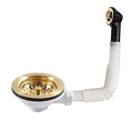 Talea SUS304 Stainless Steel Brushed Golden Color Sink Basket Strainer Waste for Kitchen Round Overflow Sink Waste Kit Accessories, xk186c061-k