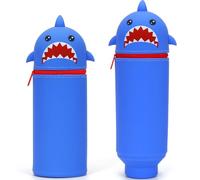 TaleMoon 2 in 1 Soft Silicone Case Kawaii Pencil Case, Soft Silicone Pencil Case, Cartoon Pencil Holder for Girls, Boys, Office, University, Cute School Supplies, Shark, pencil case