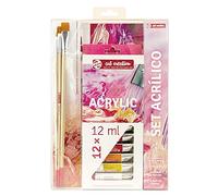 Talens Art Creation Acrylic set 12 tubes 12 ml, paper pad A4, brushes, manual step by step