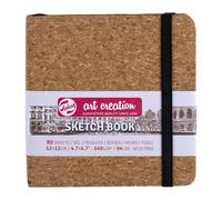 Talens Art Creation Cork Sketchbook - 12 x 12 cm - 140 g/m² - 80 Sheets - Versatile Drawing Paper for Pencil, Pastel and More