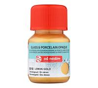 Talens Art Creation Glass & Porcelain Opaque Paint - 30 ml Lemon Gold 8010 - Vibrant Opaque Finish for Glass, Porcelain & Ceramics - DIY Decor & Art Projects