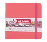 Talens Art Creation - Sketchbook Coral Red 12 x 12 cm - 140 g - 80 Sheets - Acid-Free Drawing Paper