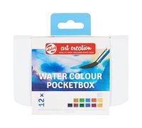 Talens Art Creation Watercolor Paint Pocket Box with 12 Colors, Brush & Sponge | Painting for Adults