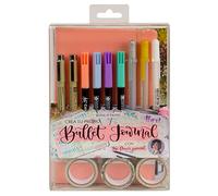 Talens Create Your Own Bullet Journal (Coral Pink) with The Flower Journal, Dot Book, 2 Fineliners, 3 Gel Pens, 4 Brush Pens, 3 Washi Tapes, Step-by-Step Guide