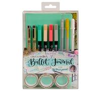 Talens Create Your Own Bullet Journal (Mint Blue) with The Flower Journal, Dot Book, 2 Fineliners, 3 Gel Pens, 4 Brush Pens, 3 Washi Tapes, Step-by-Step Guide