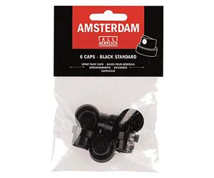 Talens Japan Talens Amsterdam Black Caps 2.5 cm Diameter, 6 Spray Paint Heads, Standard 2,5 mm